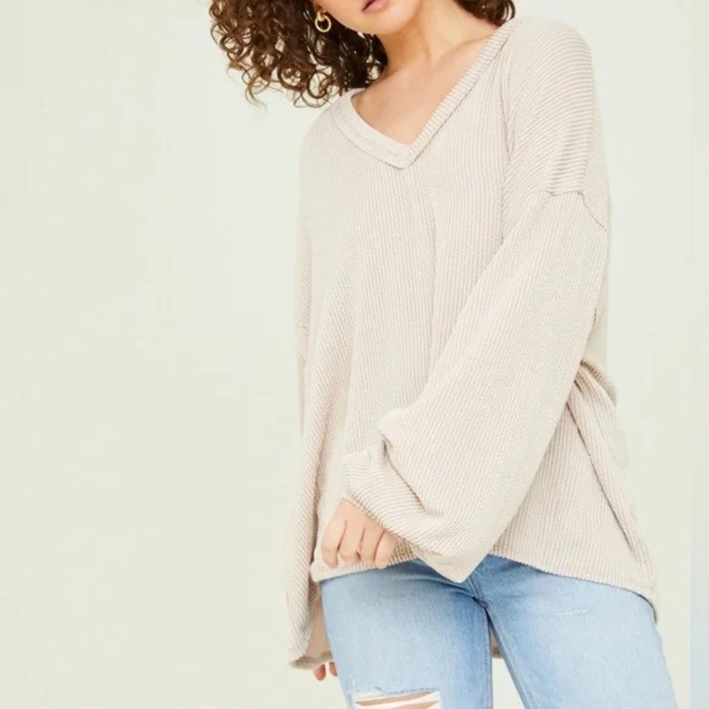 Altar'd State Beige Ribbed Blouse - Picture 9 of 9